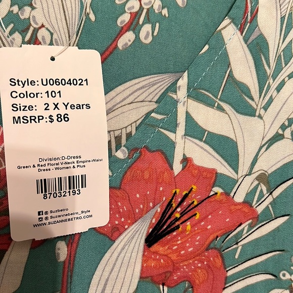 New Summer tropical dress 2X long sleeve rayon women’s dress Suzanne Betro NWT - Picture 3 of 10